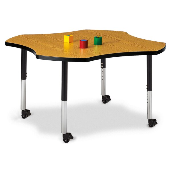 Berries Four Leaf Activity Table, Mobile, Oak/Black/Black